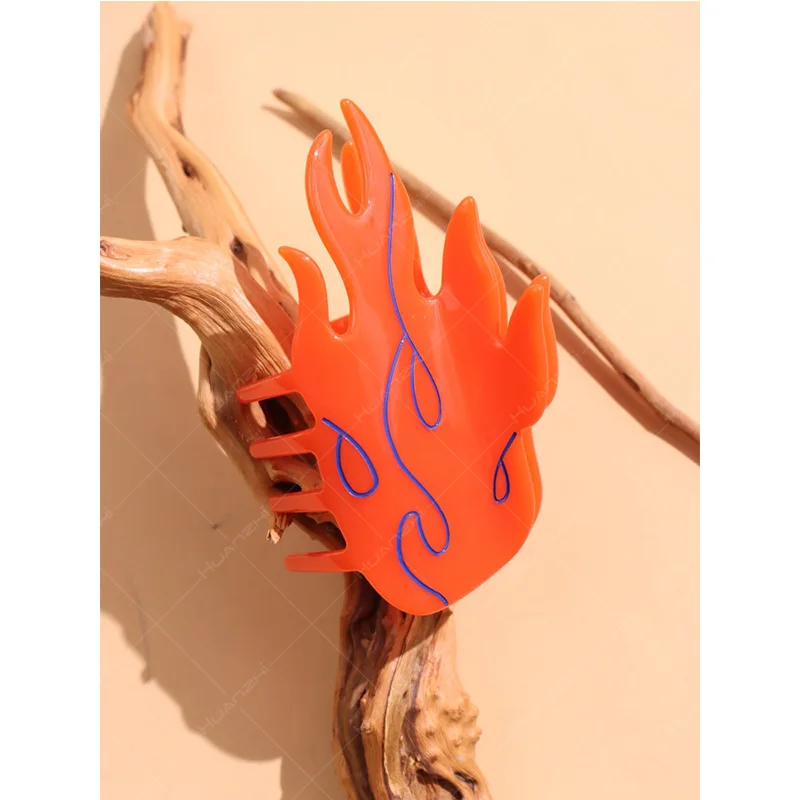 HUANZHIINESNewOrangeRedFlameHairClipCreativePersonalizedShark