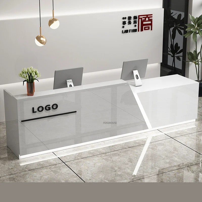 Modern Reception Desk Office Furniture Front Desk Nordic Minimalist Bar Table Supermarket Clothing Store Restaurant Cashier