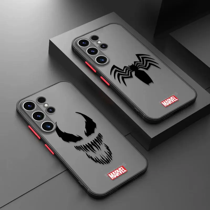 Прозрачный матовый чехол для телефона Samsung Galaxy S23 S22 S21 S20 FE Ultra S10 Plus Note 10 Plus 20Ultra Marvel Venom VS Spider Man Funda