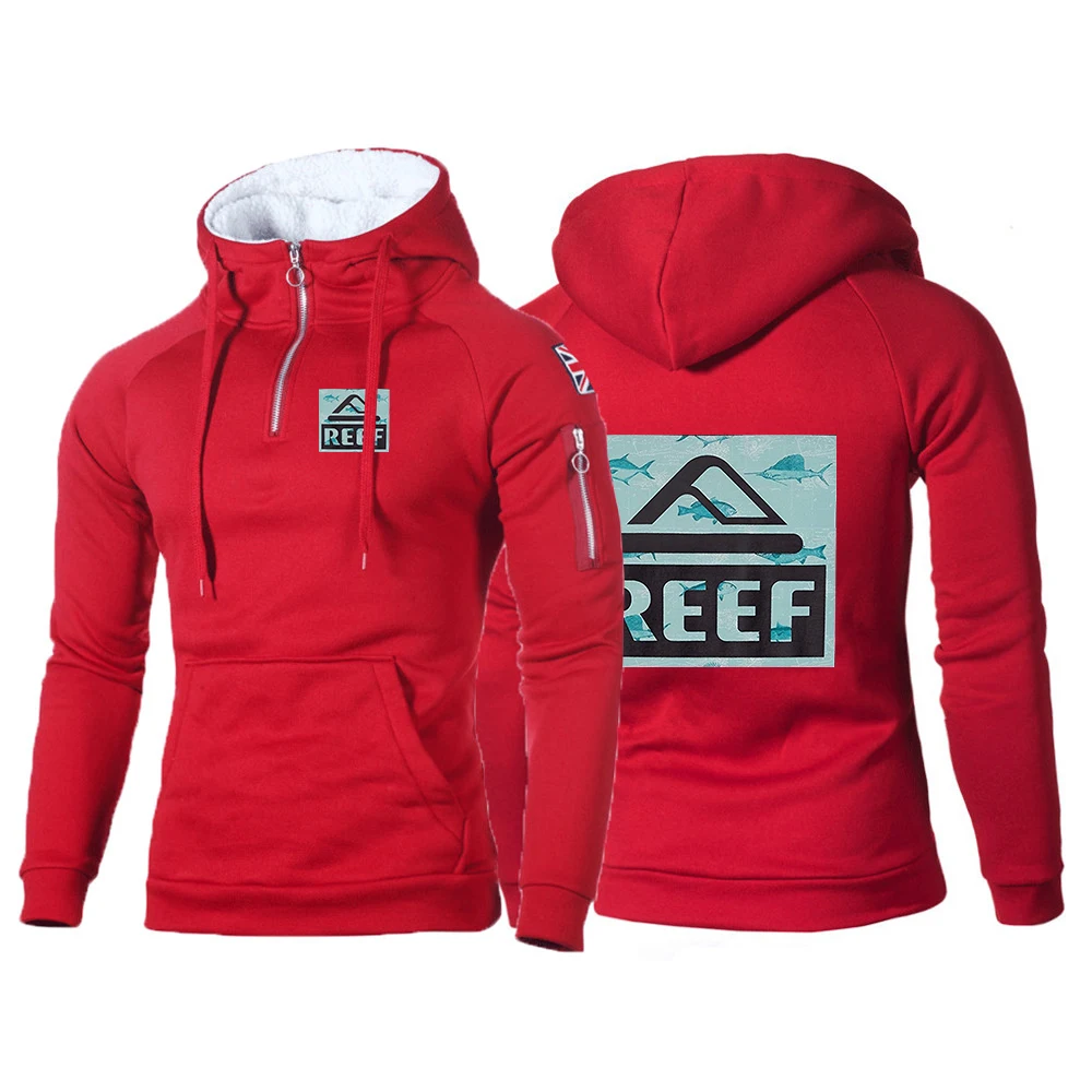 2023 New Men Reef Spring and Autumn Jackets Zipper Hoodie Harajuku Fitness Fleece Comfortable Casual All-Match Sweatshirt