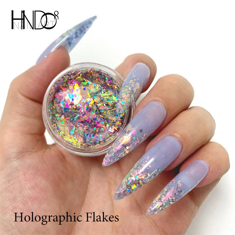 HNDO Irregular Holographic Flakes Nail Art Opal Powder for Professional Nails Manicure Decoration DIY Chunky Glitter LSW Series