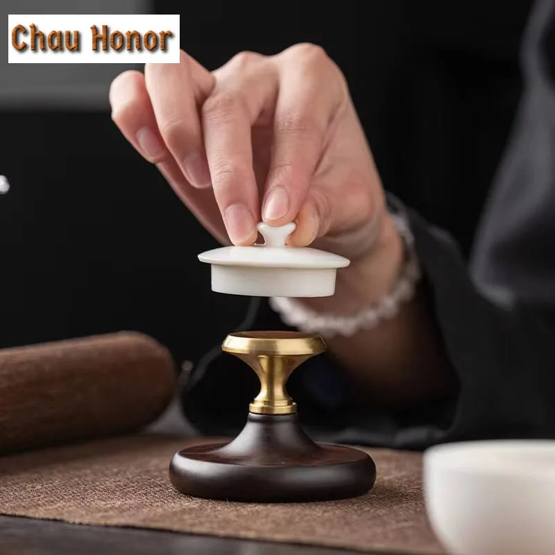 Black Sandalwood Teapot Cover Holder Creative Opper Cover Frame Household Zisha Pot Lid Shelf Kung Fu Tea Drinkware Ornaments