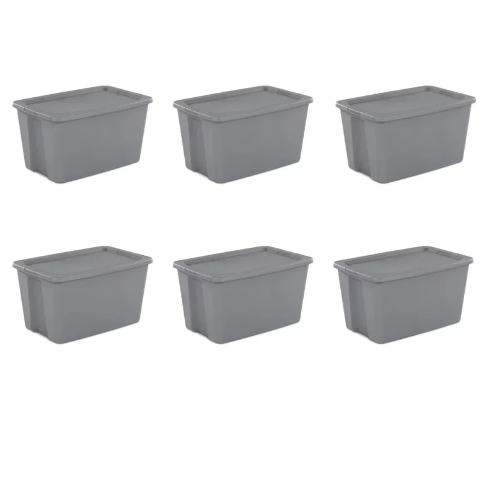 

30 Gallon Tote Box Plastic, Gray, Set of 6