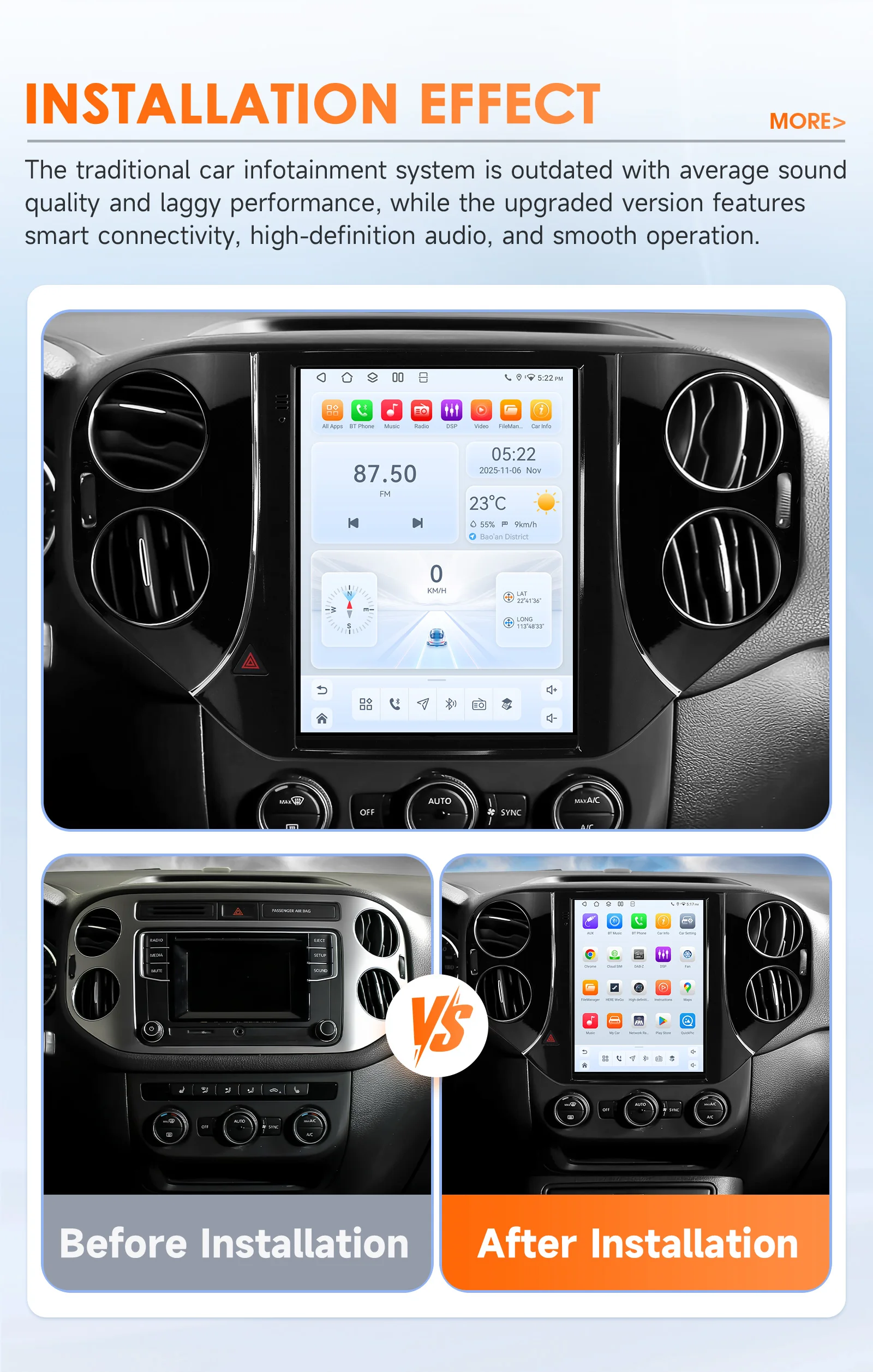 9,7-Zoll-Carplay Android 14 Autoradio für Volkswagen Tiguan 1NF 2007-2016 Multimedia-Player GPS 360-Grad-Kamera Bildschirm mit Snapdragon 8-Kern-Prozessor – Detail 5