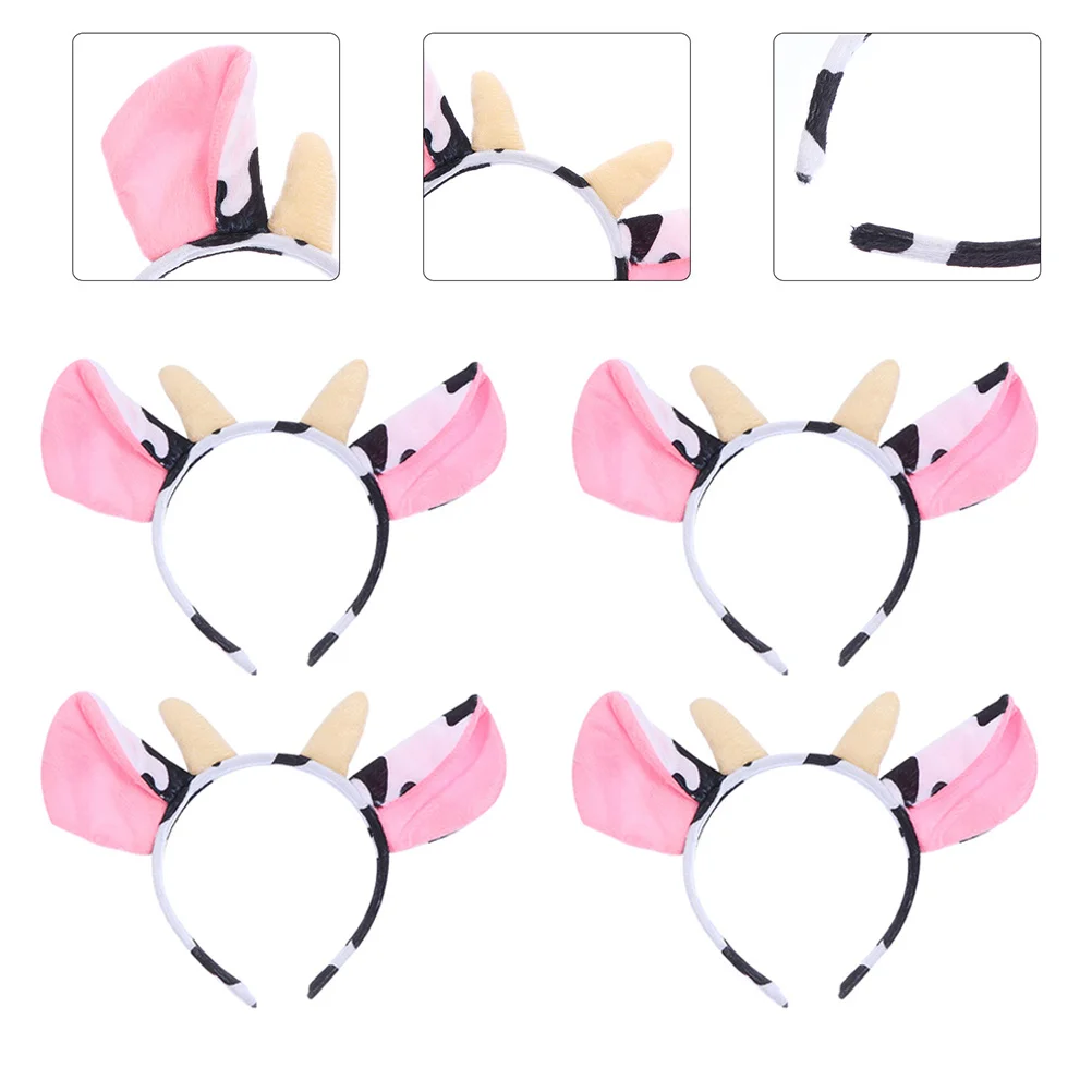 

Fomiyes Stuffed Animals Makeup Headband Cow Ears Horns Headband Funny Cartoon Cow Hairhoop Farm Theme Headwear Birthday