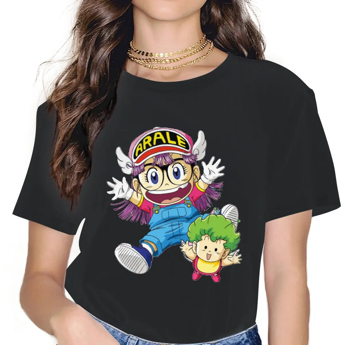

Arale Norimaki Kawaii Girls Women T-Shirt Dr Slump Norimaki Arare Cartoons Anime 5XL Blusas Harajuku Casual Short Sleeve Tops