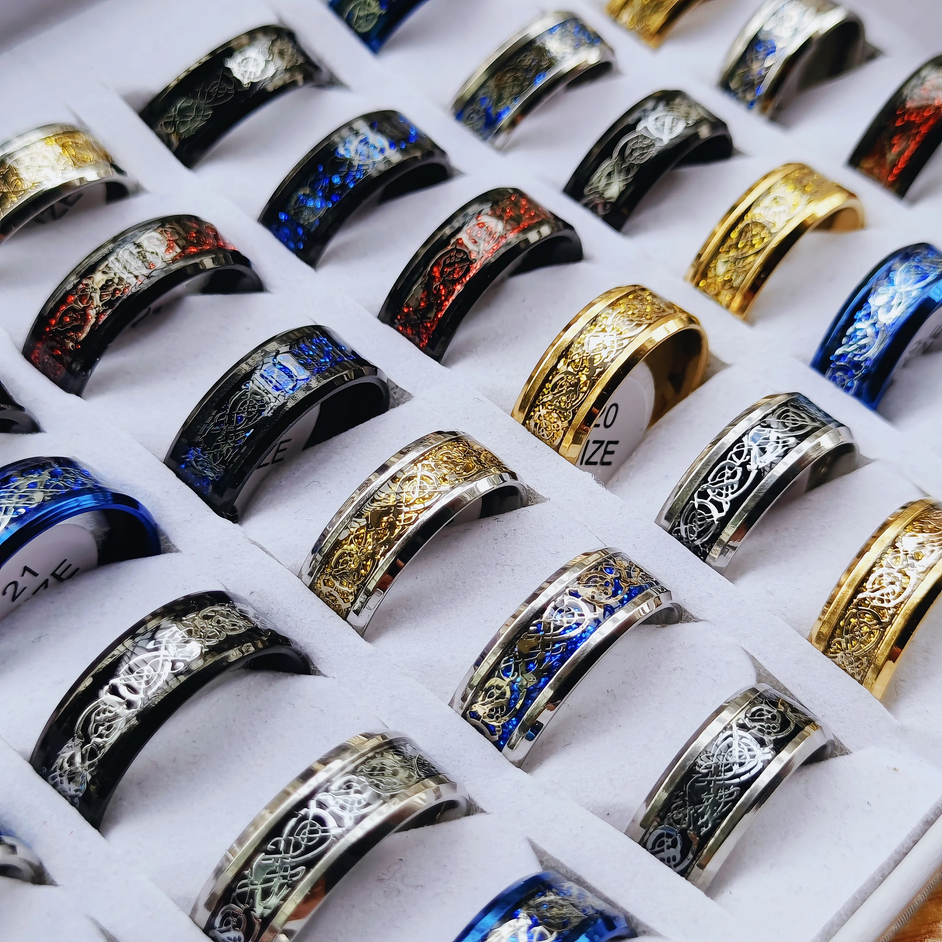 JeweBella 5PCS Anello Uomo Acciaio - Foto 8