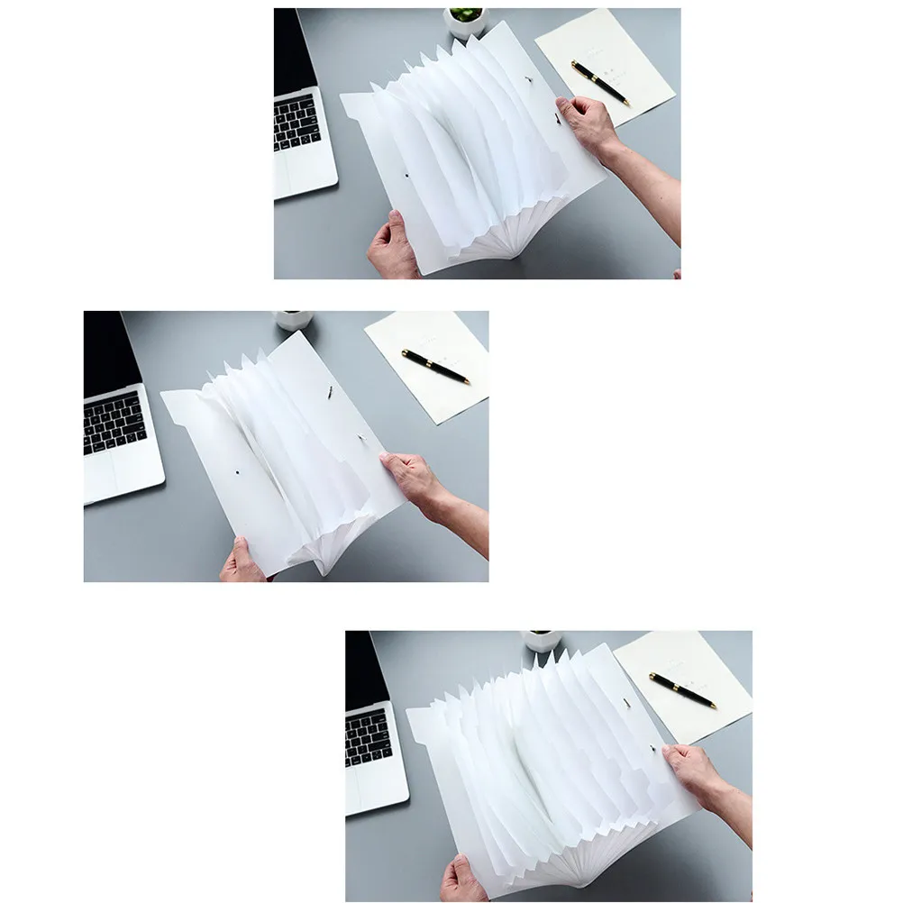 2Pcs 파일 폴더 플라스틱 확장형 8 포켓 탄성 코드 버튼 클로저 사무실 문서 정리 가방 공식 색상