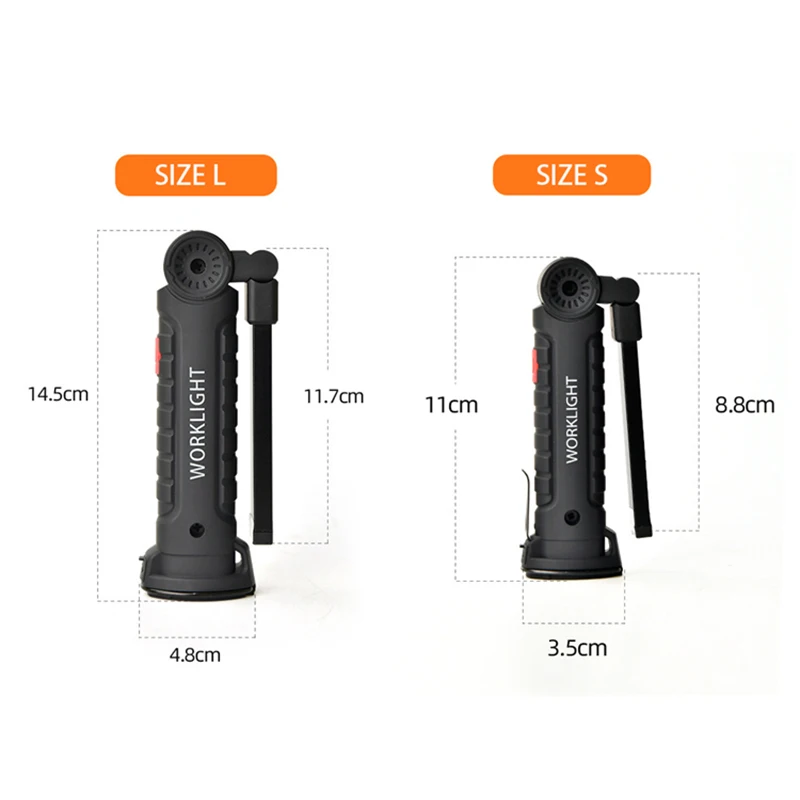 Portable COB LED Flashlight USB Rechargeable Work Light Magnetic Lanterna Hanging Lamp Built-in Battery Camping Torch