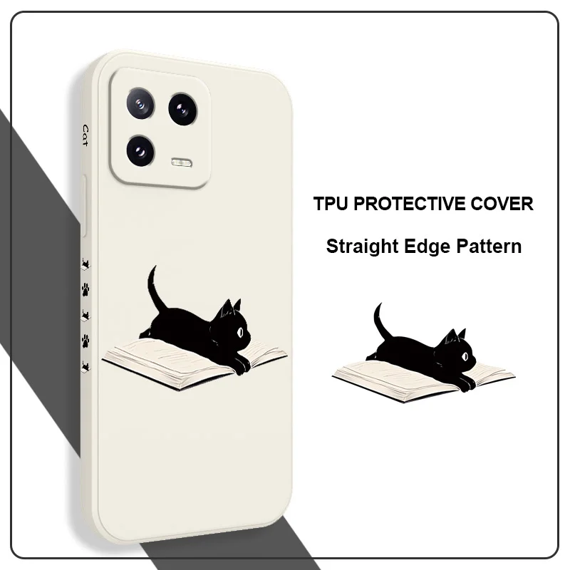 Whimsical Reading Cat Liquid Silicone Phone Case