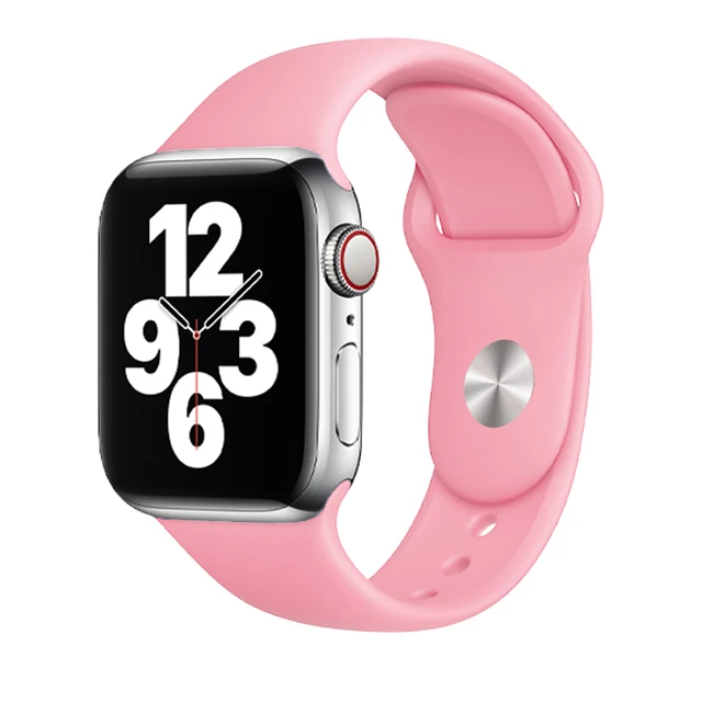 Silicone Strap For Apple Watch Band 44mm 41mm 45mm 40mm 38mm Smart Watch Sports Rubber Bracelet iWatch 6  Serie 7 SE Watchband Light Pink