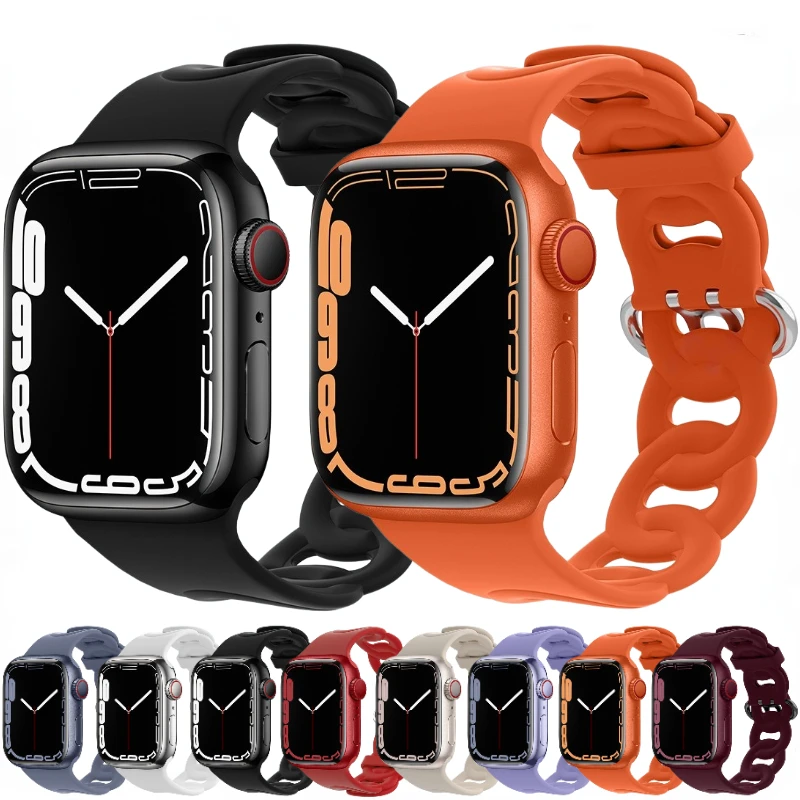 

New Silicone Strap For Apple Watch Ultra 8 7 45mm 41mm 49mm Hollow Bracelet band iWatch series 6 5 4 SE 44mm 40mm 42mm 38mm Belt