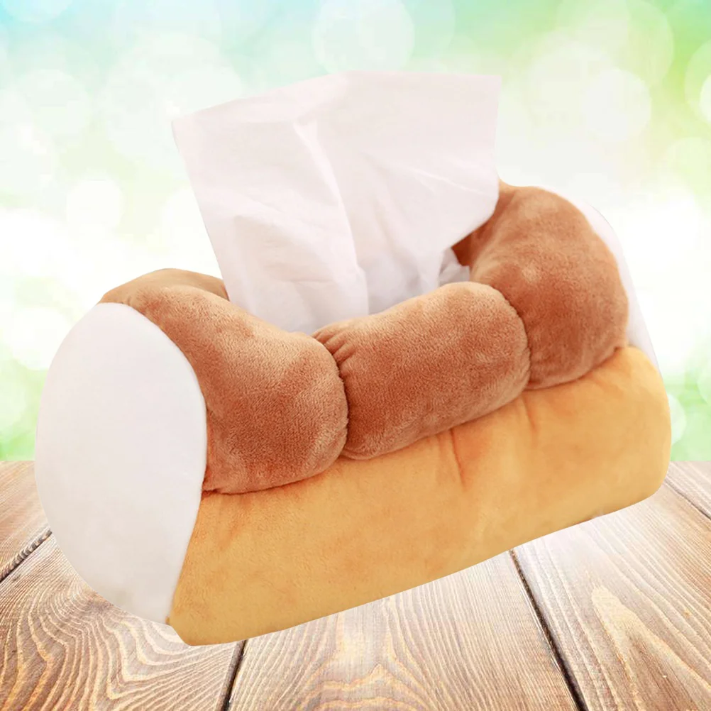 

Tissue Box Plush Bread Paper Holder Napkin Container Storage Case for Cafe Home Use