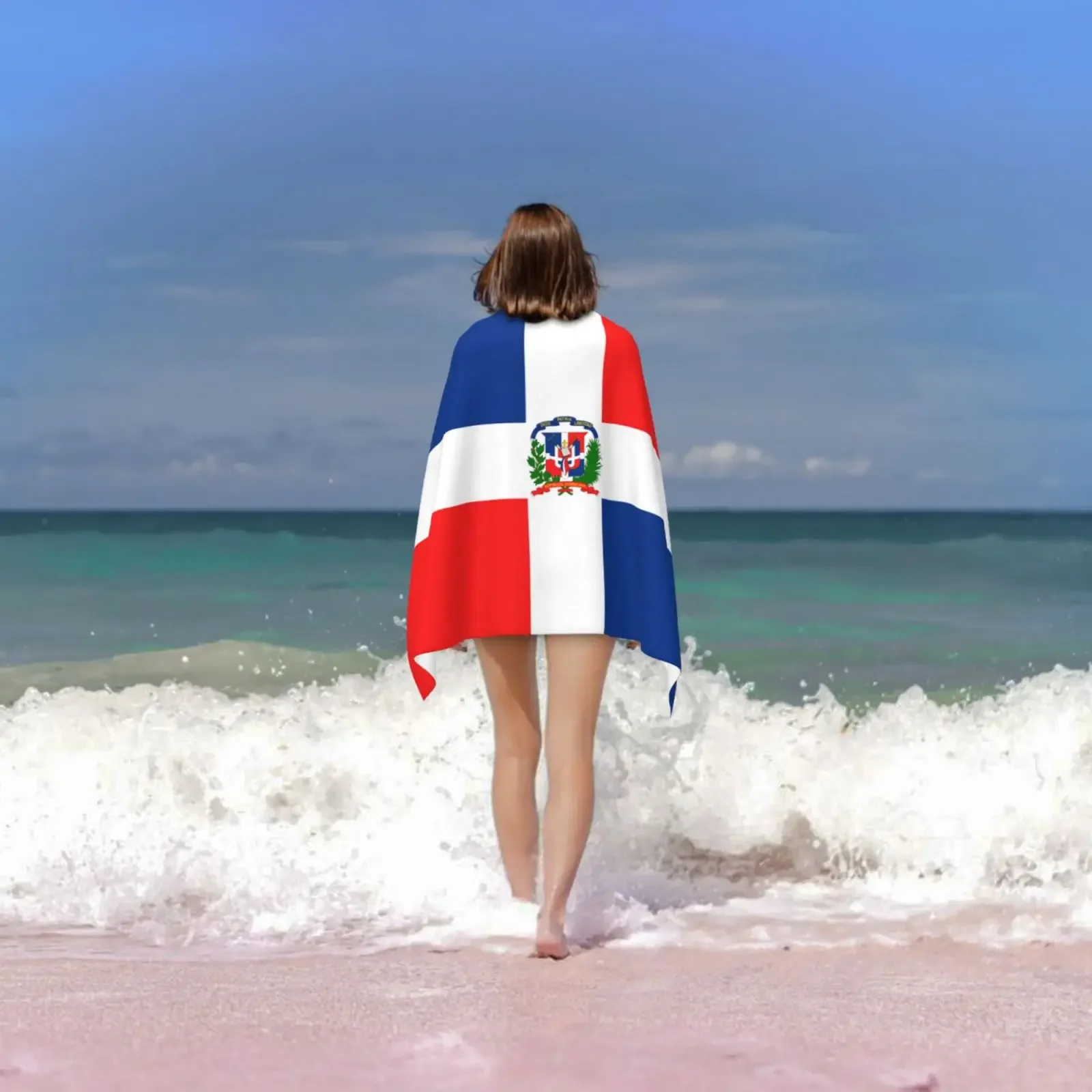 Dominican Republic Flag Print Quick-Dry Beach Towel Absorbent Soft Cozy Beach Towels for Adults Kids 80x130cm 5