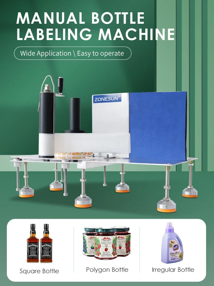 ZONESUN ZS-TB3 Manual Bottle Label Sticker Peeling Applicator Flat Round Square Polygon Surface Machine 6