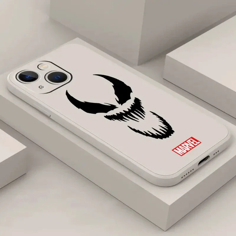 thumbnail image 1 of Soft Back Liquid Case for Apple iPhone 15 Pro Max 12 11 7 6S Plus 13 Mini SE 14 Pro Max XR XS X 8 Marvel Venom Spiderman Coque, 1 of 5