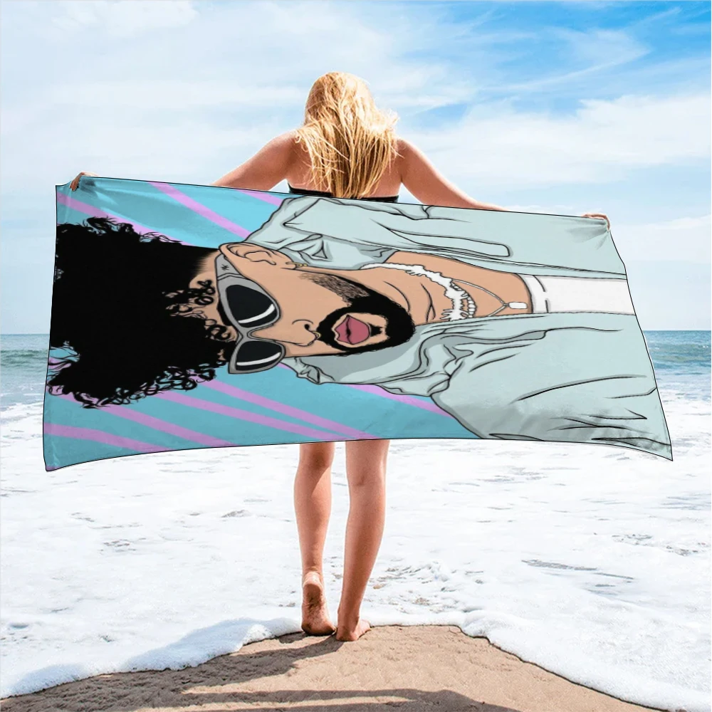 Large Beach Towel For Children 3D Printed Un Verano Sin Ti Bad Bunny Kids Microfiber Bath Towels Yoga Swimming Bathroom Fashion
