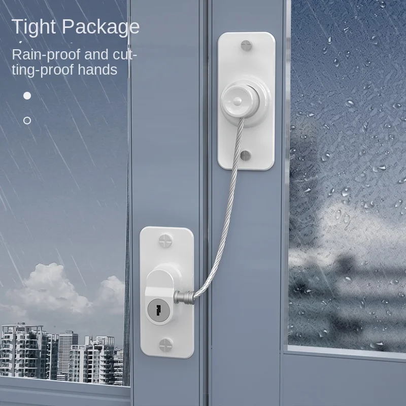 

Child Safety Lock 360 Degree Rotation Punch-free Cabinet Refrigerator Door Lock Stainless Steel Cable Protection Window Limiter