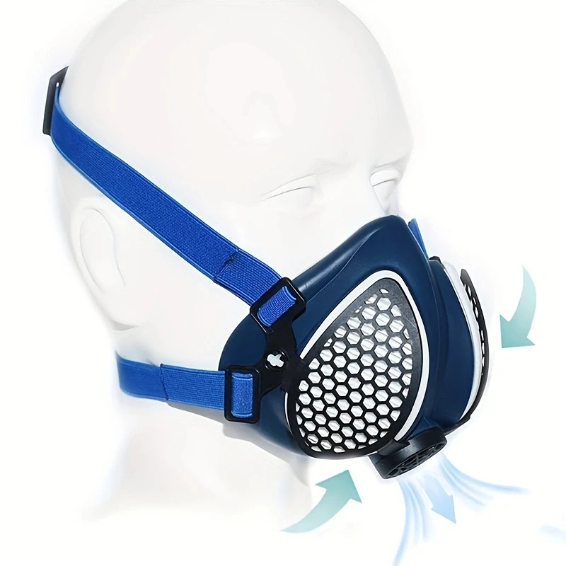Demi-masque respiratoire silicone avec filtres réutilisables, protection poussière peinture