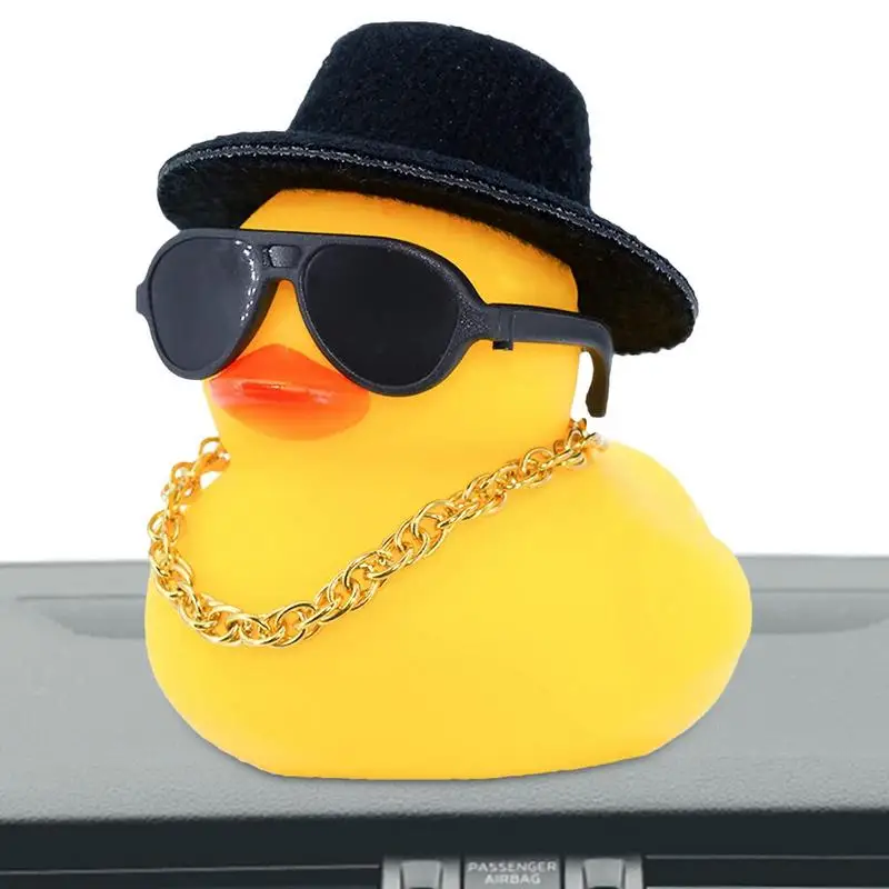 

Rubber Duck For Car Rubber Duck Car Ornaments Car Dashboard Decoration Accessories With Mini Swim Ring Sun Hat Necklace And