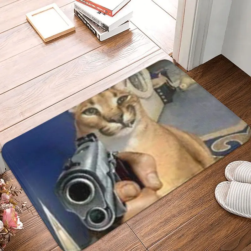 Custom Big Floppa Gangsta Cat Door Floor Bath Kitchen Mat Anti-Slip ...