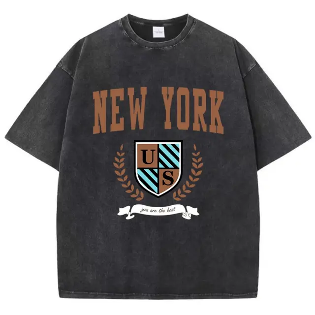 T-shirt Casual Feminina de Algodão "New York Us You Are The Best" 4 T-shirt casual feminina de algodão estampada