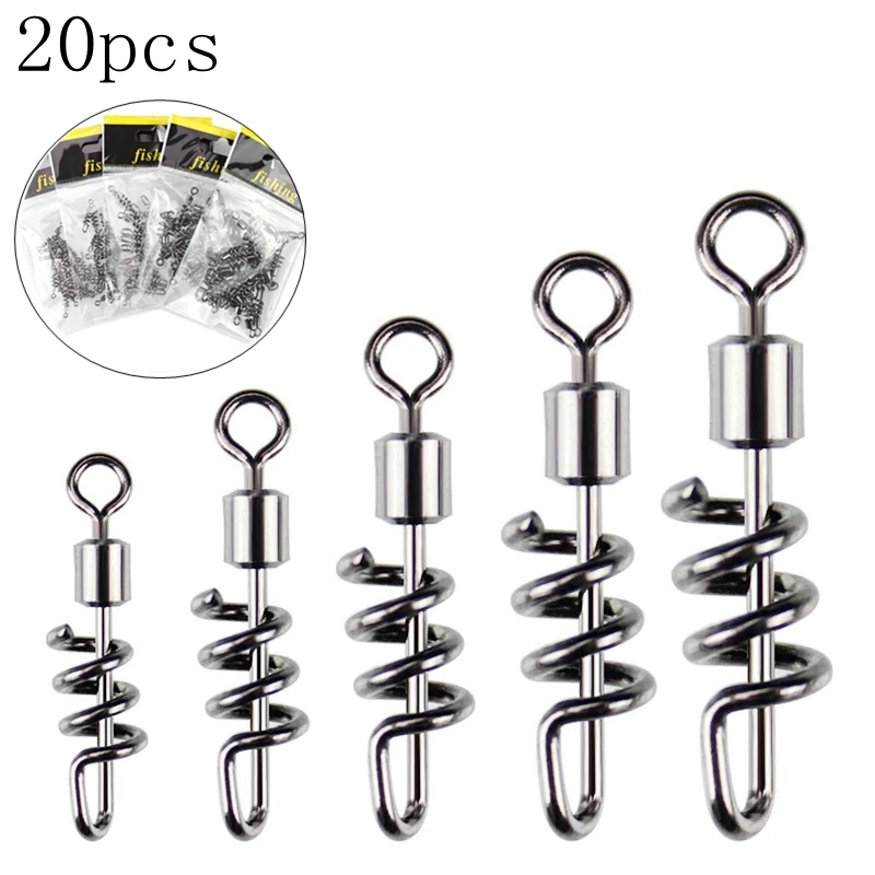 

20pcs Design 2# 4# 6# 8# 10# Fishing Connector Pin Bearing Rolling swivel with Screwed Snap Pins Fishing Hook Tackle Accessories