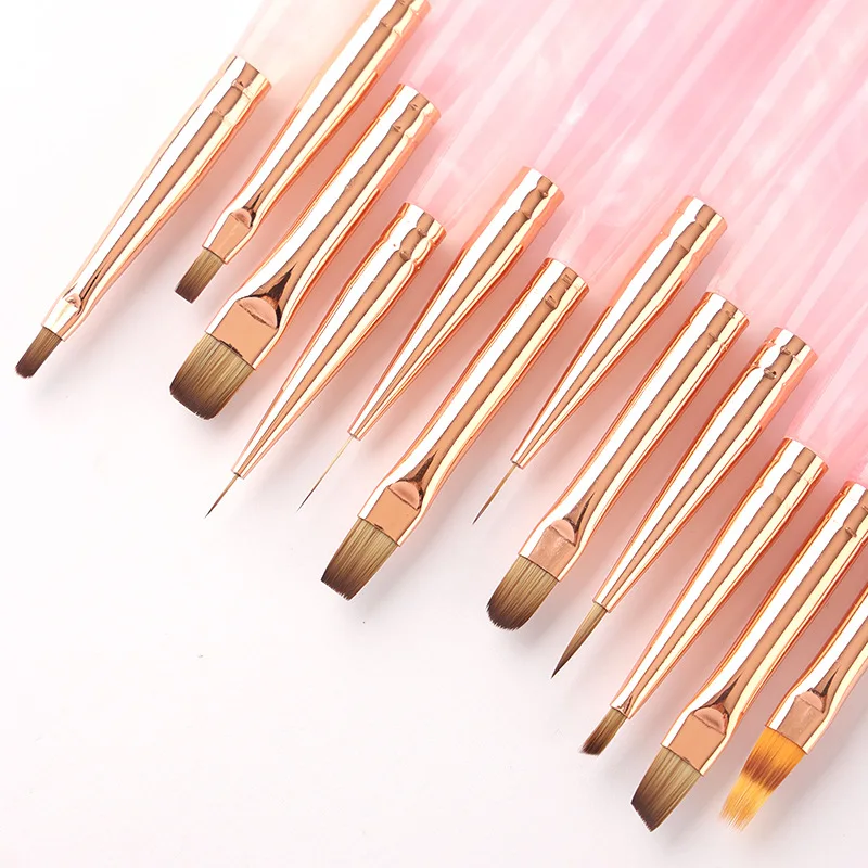 Nail Design Art Pen Pink Transparent Brush Painting Brush Uv Gel Extension Drawing Carving Pen Diy Manicure Tool Nail Brush 4
