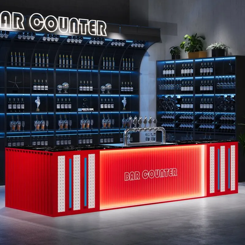 Cashier Counter Changhong Glass Wall Mounted Wine Cabinet Restaurant Front Desk Bar Counter Bar Decoration Hanging Wine Rack