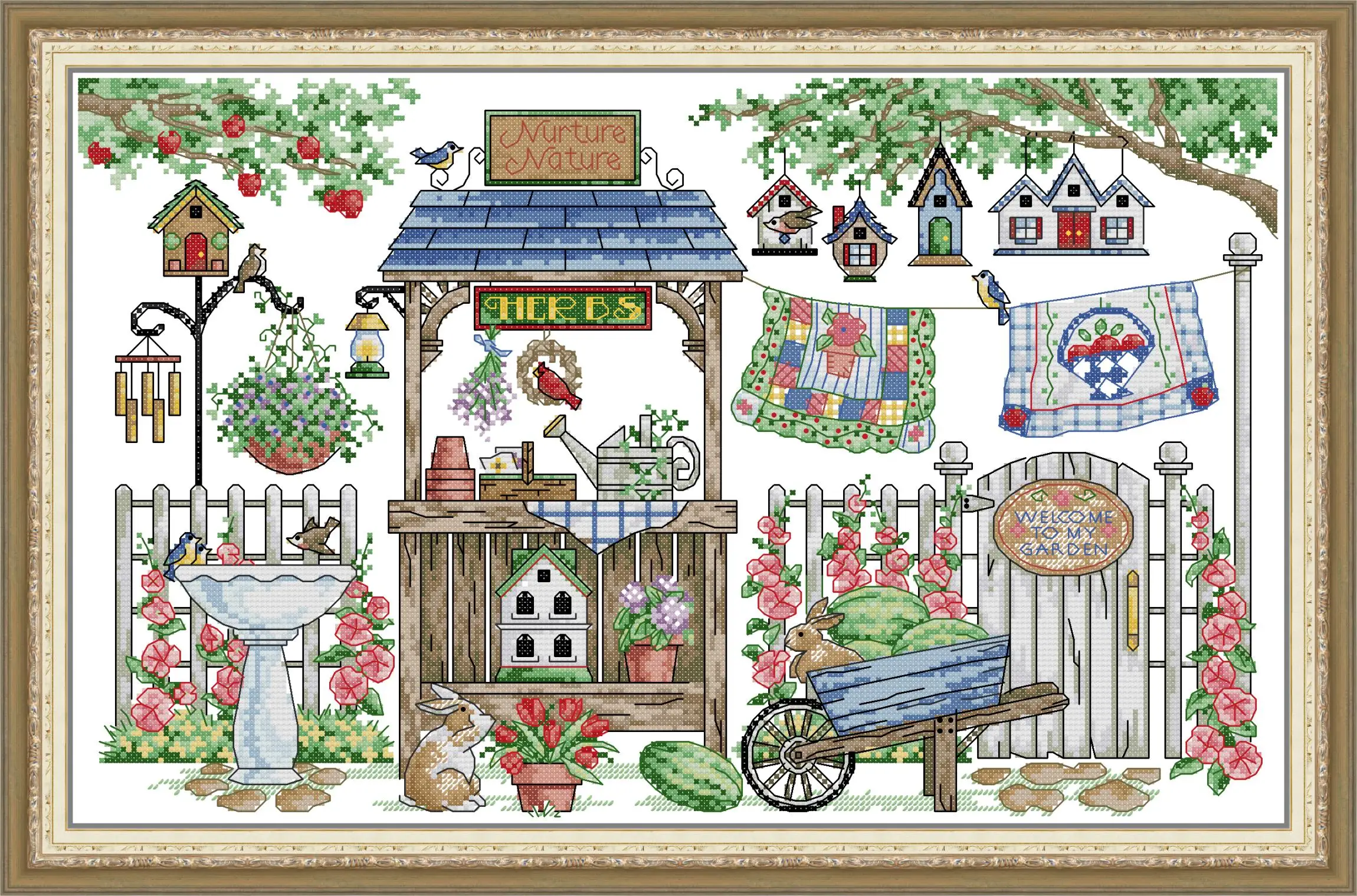 Joy sunday pre printed cross stitch kit diy easy pattern aida 14 11ct
