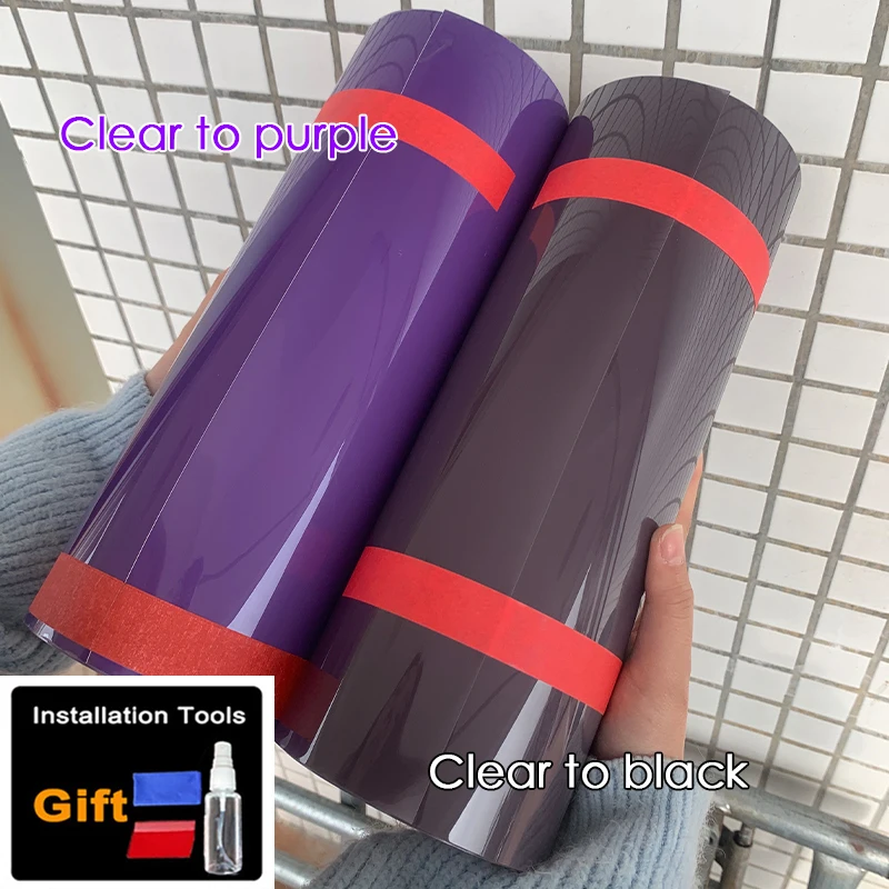 Filme Fotocromático Farol para Qualquer Lâmpada do Carro Mudança de Cor uv Tpu Ppf Anti-scratch Adesivos de Proteção Decoração Inteligente