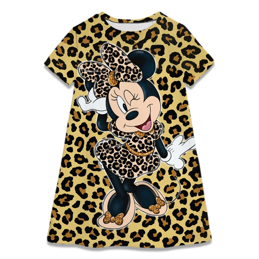 Minnie Mouse Dress Leopard Print Christmas Party Dresses Kids Girls Birthday Gifts 2-8Y Children Girls Dress Baby Girl Clothes