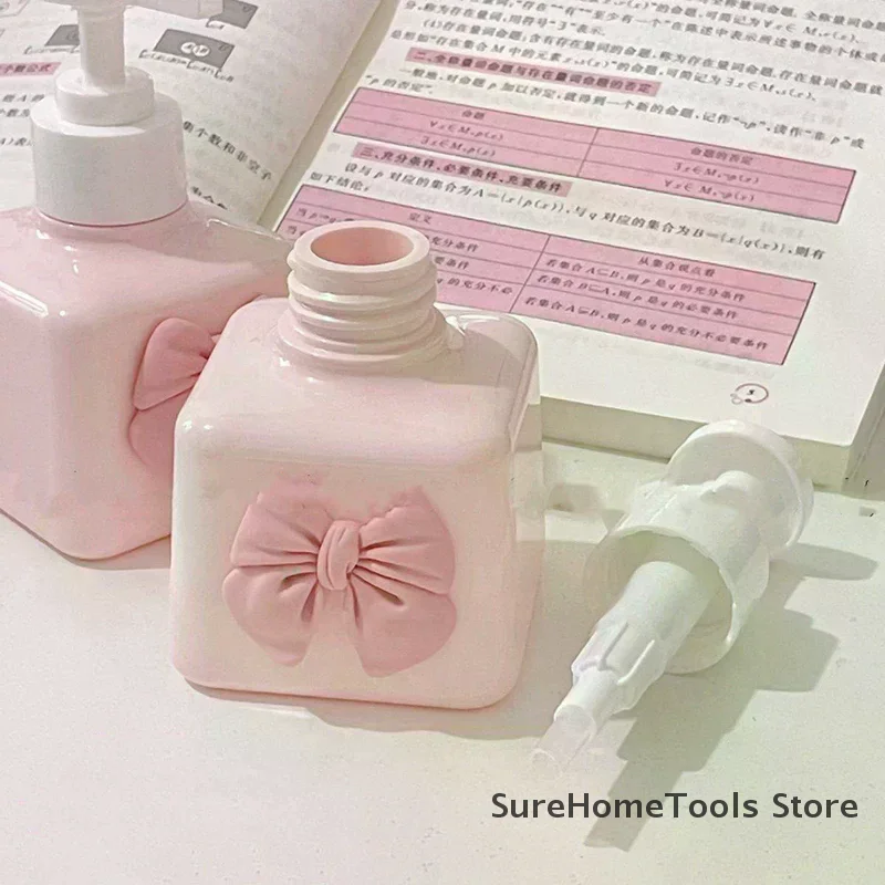 1pc 200ML Refillable Bow Soap Dispenser Plastic Press Pump Lotion Bottle Shower Hand Sanitizer Shampoo Bathroom Kitchen Home