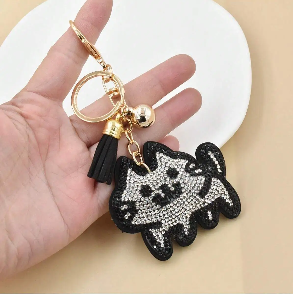 Kkjoy Portachiavi Gatto Con Testa Che Spunta - Ciondolo In Acciaio Inox Per Amanti Dei Gatti, Accessorio Carino Per Borsa (20x30 Mm)