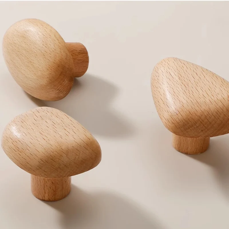 Nordic Kids Wooden Cabinet Handles Creative Cartoon Pebble Drawer Pulls for Children's Room Wardrobe
