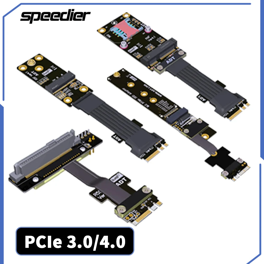 

ADT R54-R57 M.2 Key A.E. Удлинительный кабель для Wi-Fi-карты M.2 NVMe/ M.2, WiFi-карта/mini-PCIe mPCIe / U.2 NVMe SSD-удлинитель