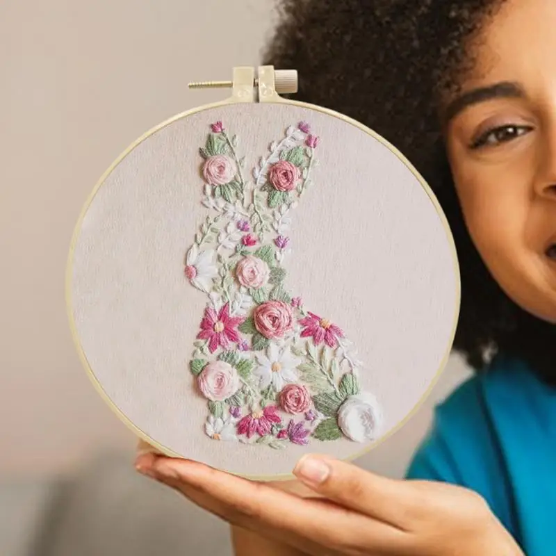 Easter Bunny Embroidery Kit for Beginners Adults
