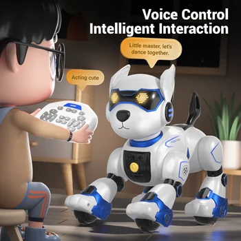 Robot RC intelligente Cane elettronico Stunt Dog Comando vocale Canzone musicale programmabile con senso tattile per giocattoli per bambini e ragazze