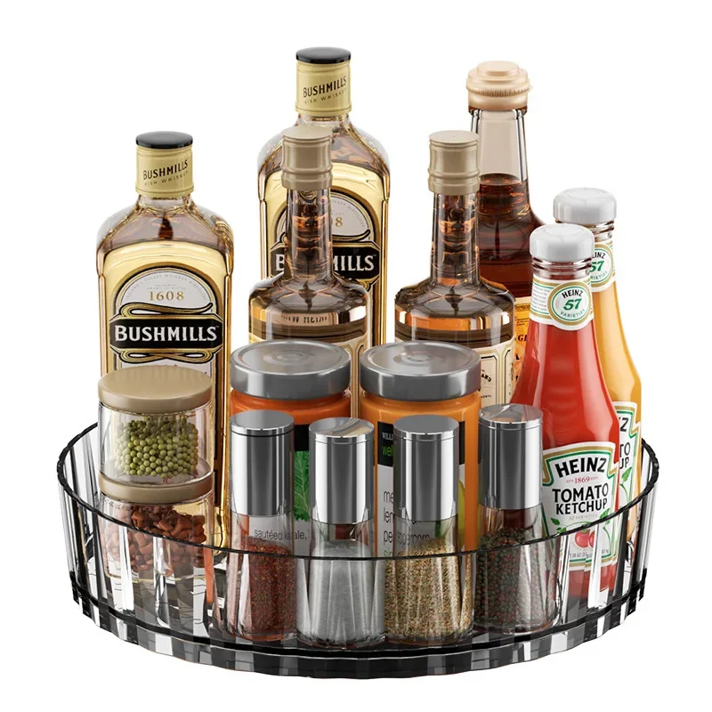 360&deg; Rotating Seasoning Storage Rack Cosmetics Snack Food Organizing Turntable Kitchen Seasoning Bottle Storage Rack Fruit Tray Spice Rack Storage Tray Rotating Storage Organizer Rotating Stand