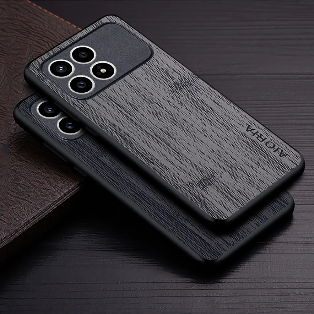 Luxury Faux Leather Wood Grain Phone Cover