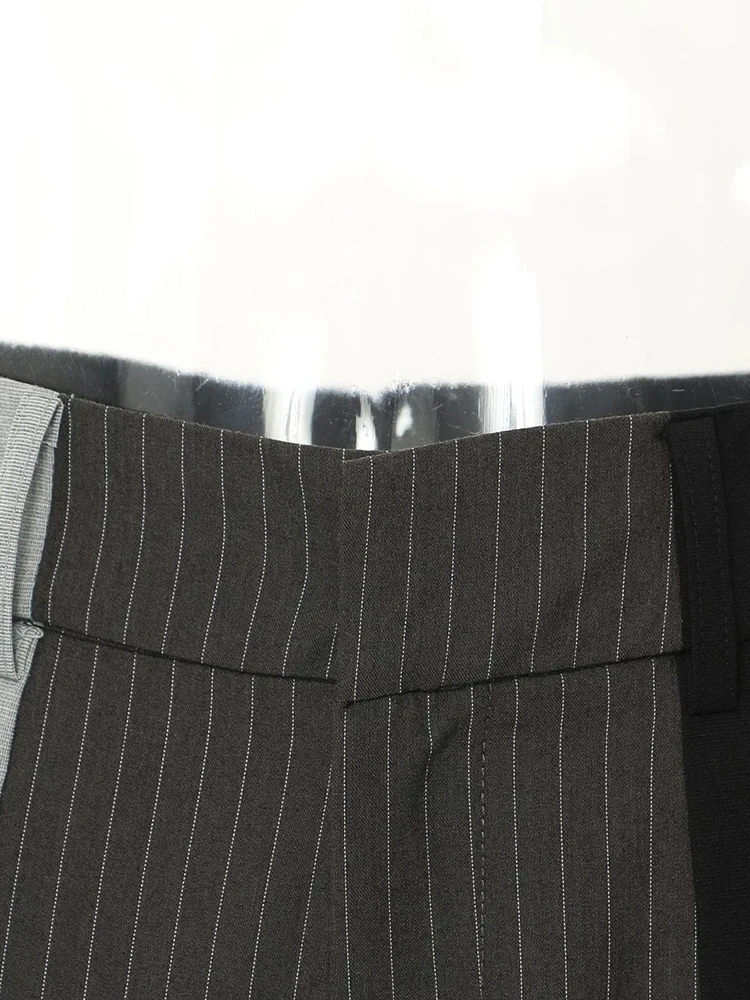 EAM Black Gray Striped Spliced Wide Leg Pants High Elastic Waist New Trousers Women Fashion Tide Spring Autumn 2026 1DH59370
