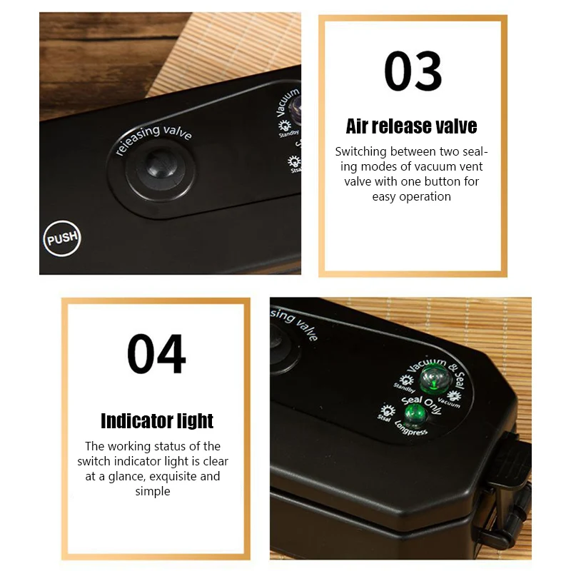 US Vacuum Sealer 220V Automatic Packaging Machine Food Vacuum Sealer with 10pcs Free Bags Household Food Sealing
