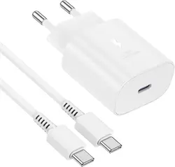 Super Fast 25W Power Adapter Charger by Samsung - White EU and Cable
