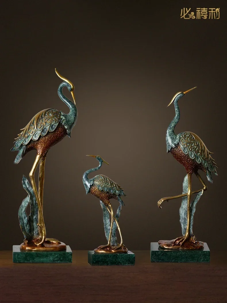 

Pure Copper Crane Decoration Red-Crowned Crane Chinese Feng Shui Decoration Entrance Creative Home Decorations