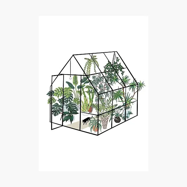 

Greenhouse With Plants Poster Sitcker for Cartoon Cute Funny Background Luggage Wall Living Room Bumper Decor Home Window