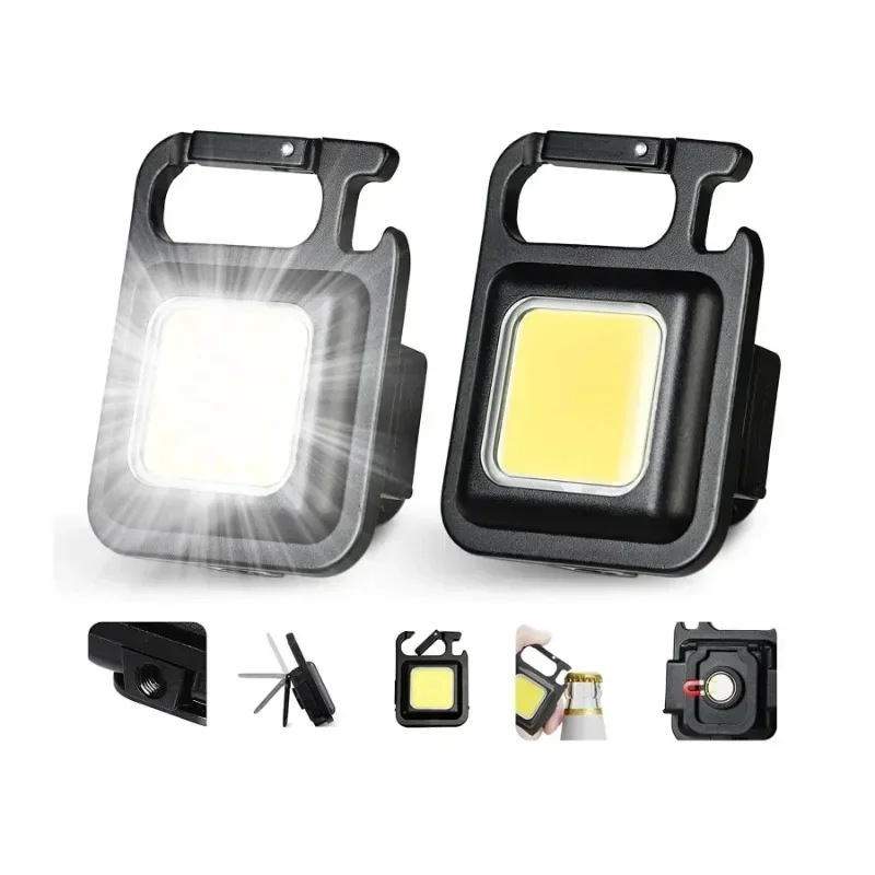 Portable Flashlight Portable Camping Light Led Light Mini LED 100-800LM Flashlight Keychain Multifunctional Portable COB Camping Lamps USB Charging Work Lights Fishing Lanterna