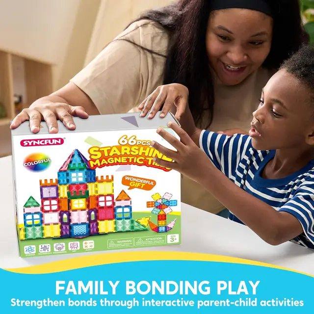 JOYFY 66PCS Magnetic Building Tiles Toys Durable and Creative STEM Building for Kids Aged 3-8 Educational Montessori Toys Gift
