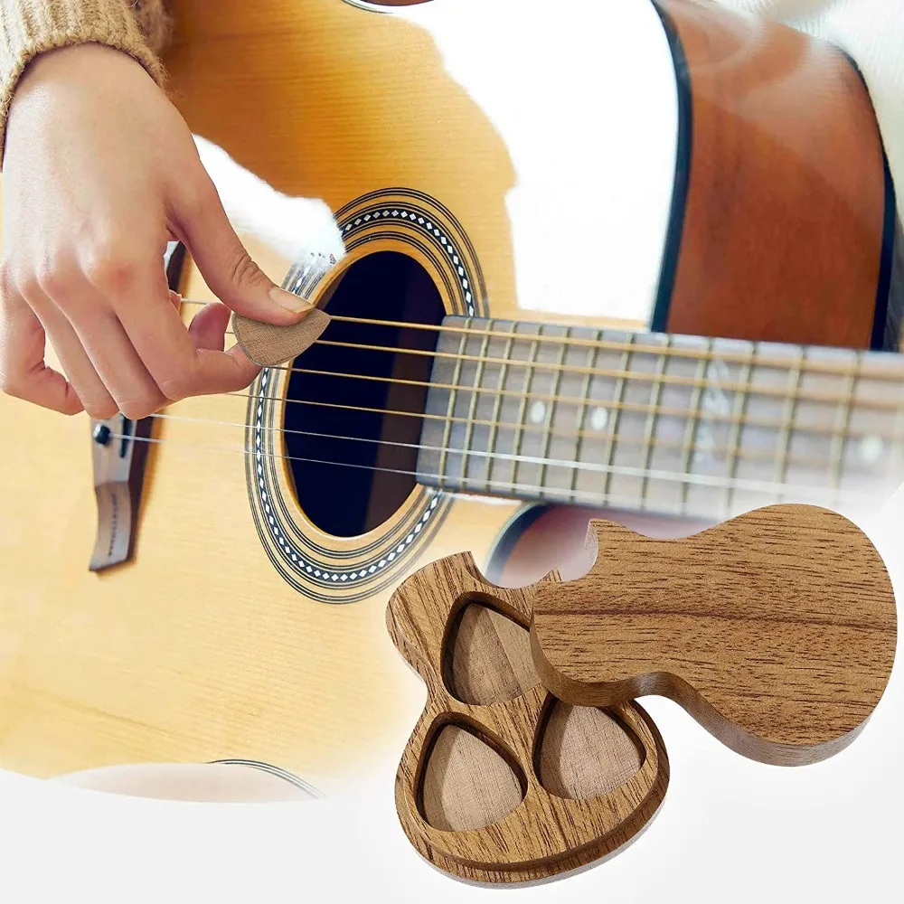 

Wooden Guitar Picks Box Guitar Pick Storage Box