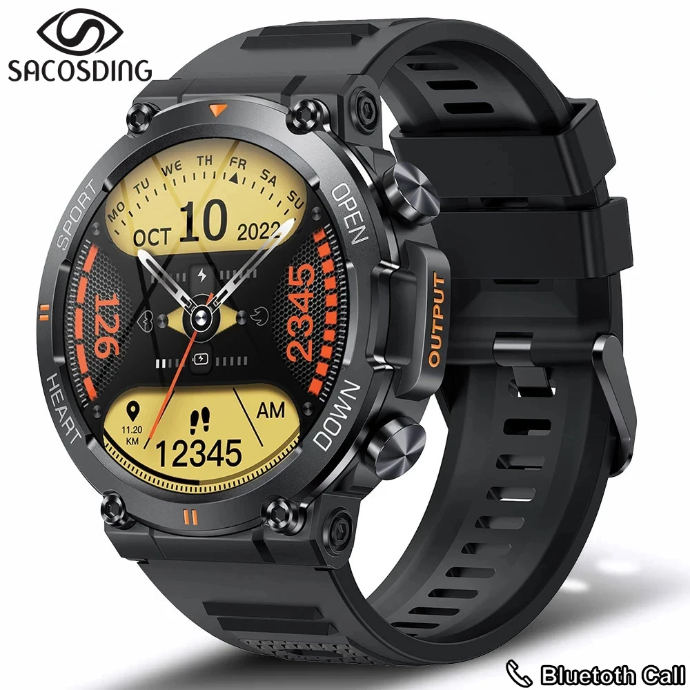 

SACOSDING Watch Men IPS Screen Call Wrist Watch 24 Sports Modes 400mAh Battery Clock watch For Men 2023 New