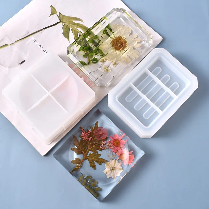 DIY Handmade Soap Holder Storage Box Mold Epoxy Resin Mold Soap Dish Leaking Drain Box practical Silicone Making Decoration